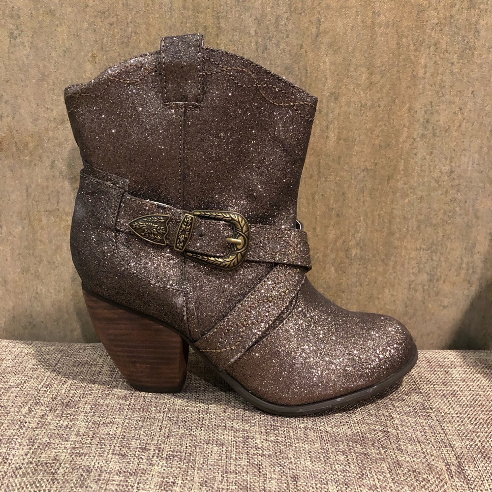 Not Rated Brown Ankle Booties with Western Flair